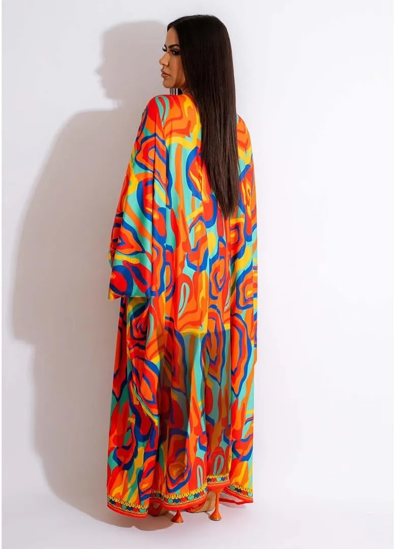 QegarTop Kimono Shorts Set for Women Two Piece Summer Vacation Outfits Flowy Beach Cover up Duster