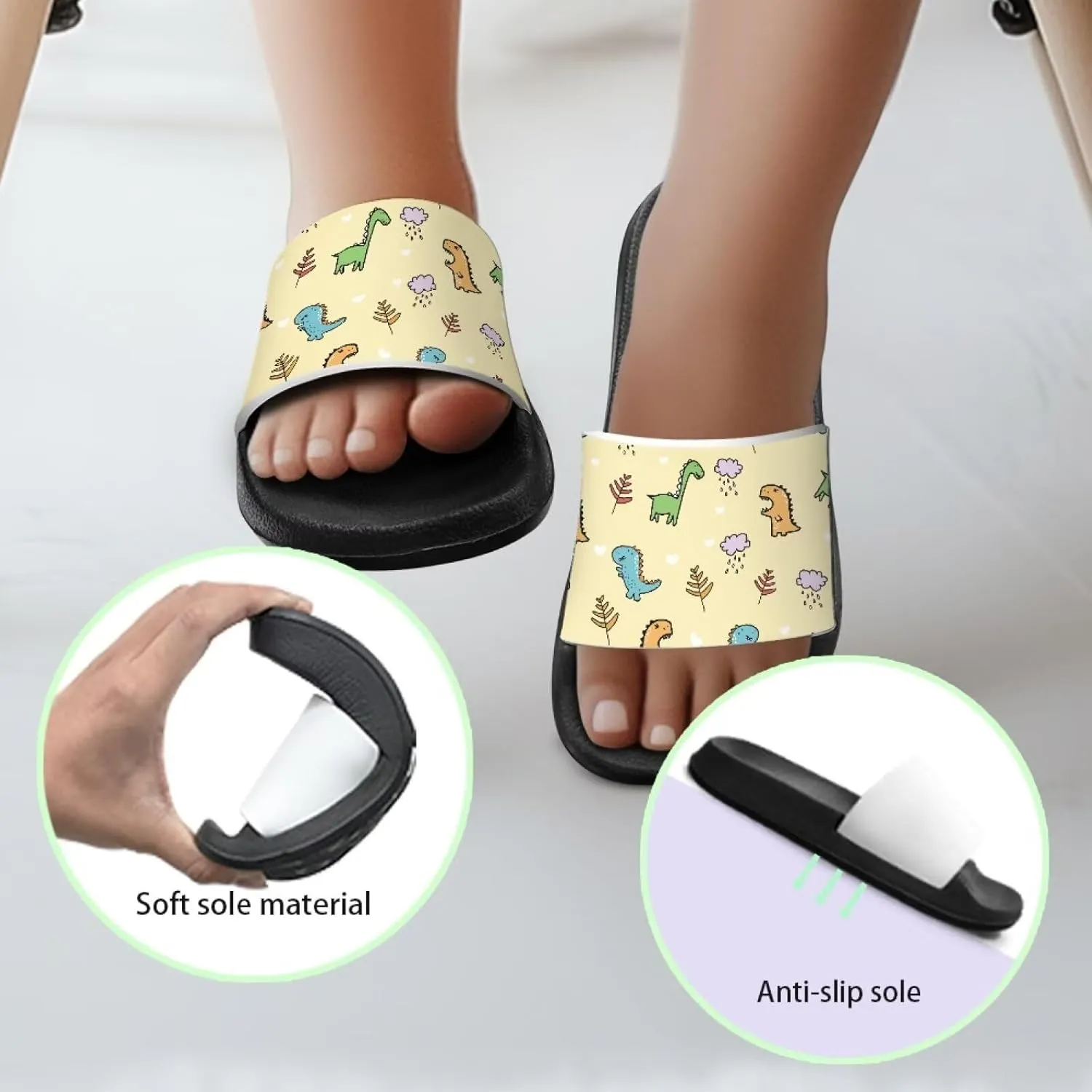 Quick-Dry EVA Kids Sandals Non-Slip Lightweight Slides for Bathroom Pool & Outdoor Play for Little/Big Kids Size 11-3
