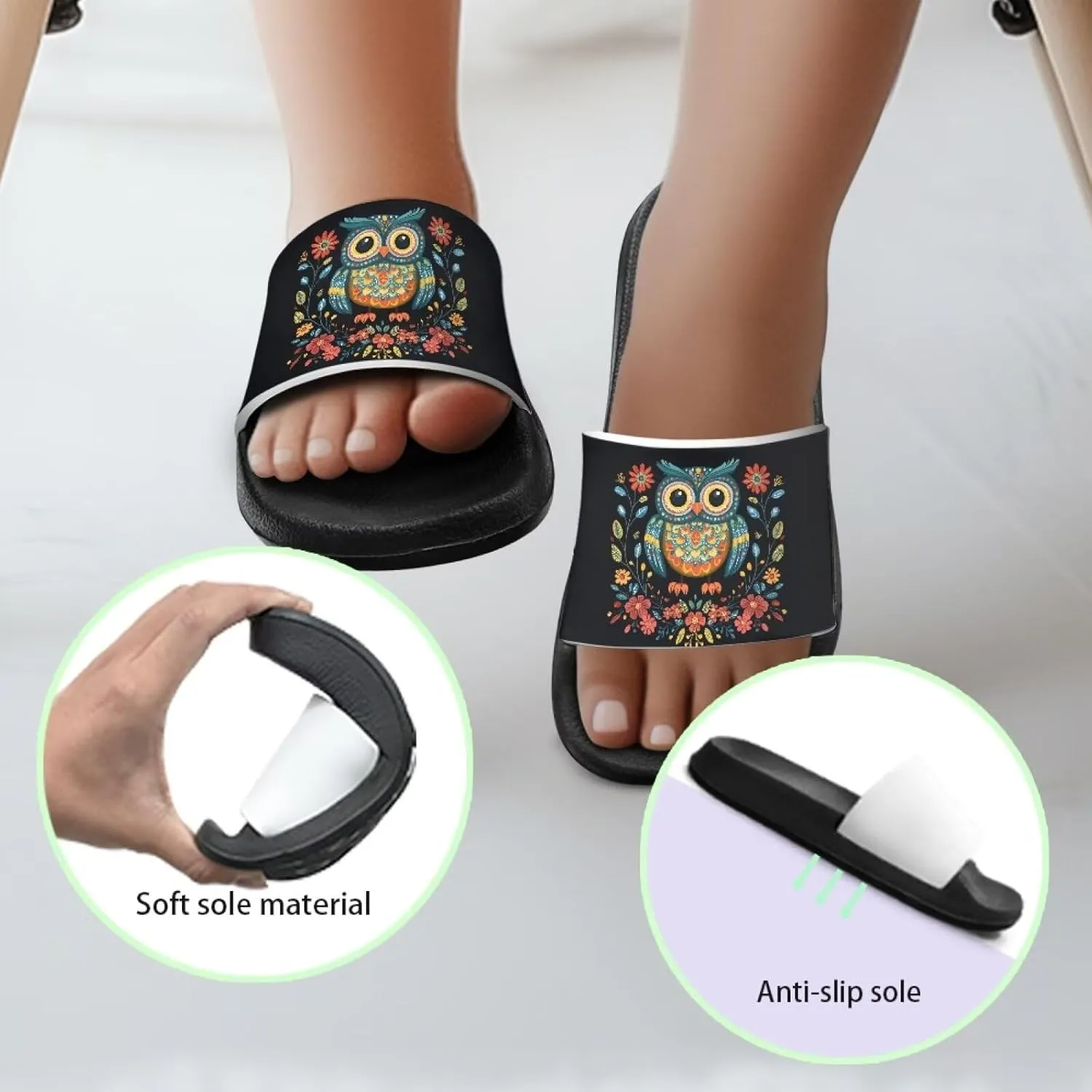 Quick-Dry EVA Kids Sandals Non-Slip Lightweight Slides for Bathroom Pool & Outdoor Play for Little/Big Kids Size 11-3