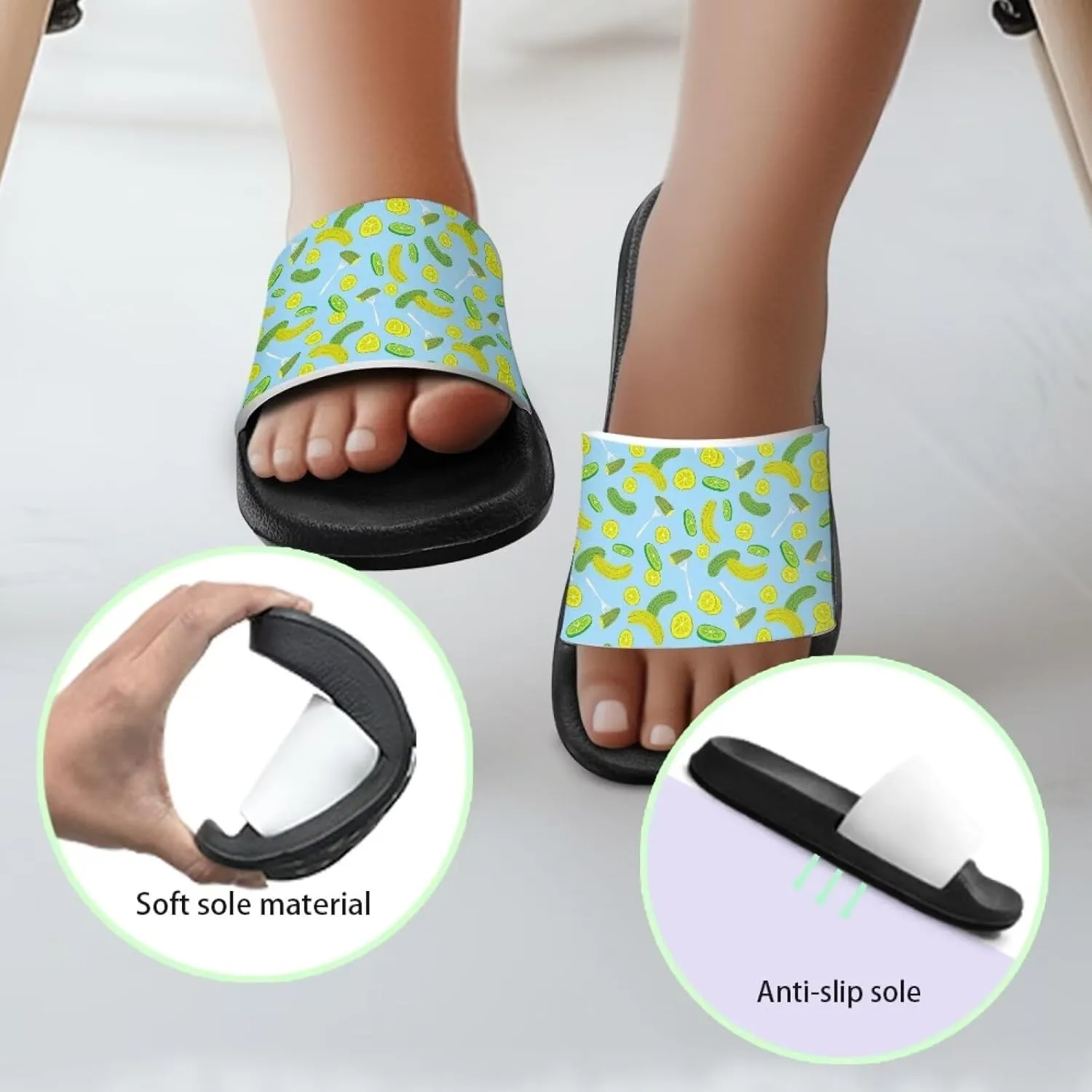 Quick-Dry EVA Kids Sandals Non-Slip Lightweight Slides for Bathroom Pool & Outdoor Play for Little/Big Kids Size 11-3