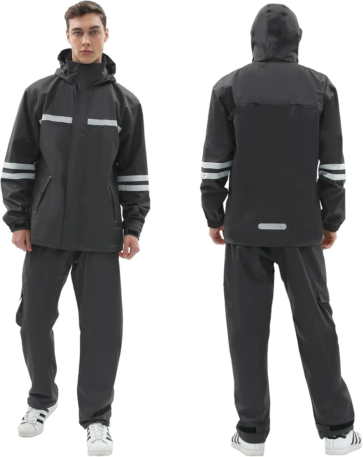 Rain Suit for Men & Women,Waterproof Rain Jacket&Trouser Suit with Reflective Strip,All-Sport Raincoat Anti-storm