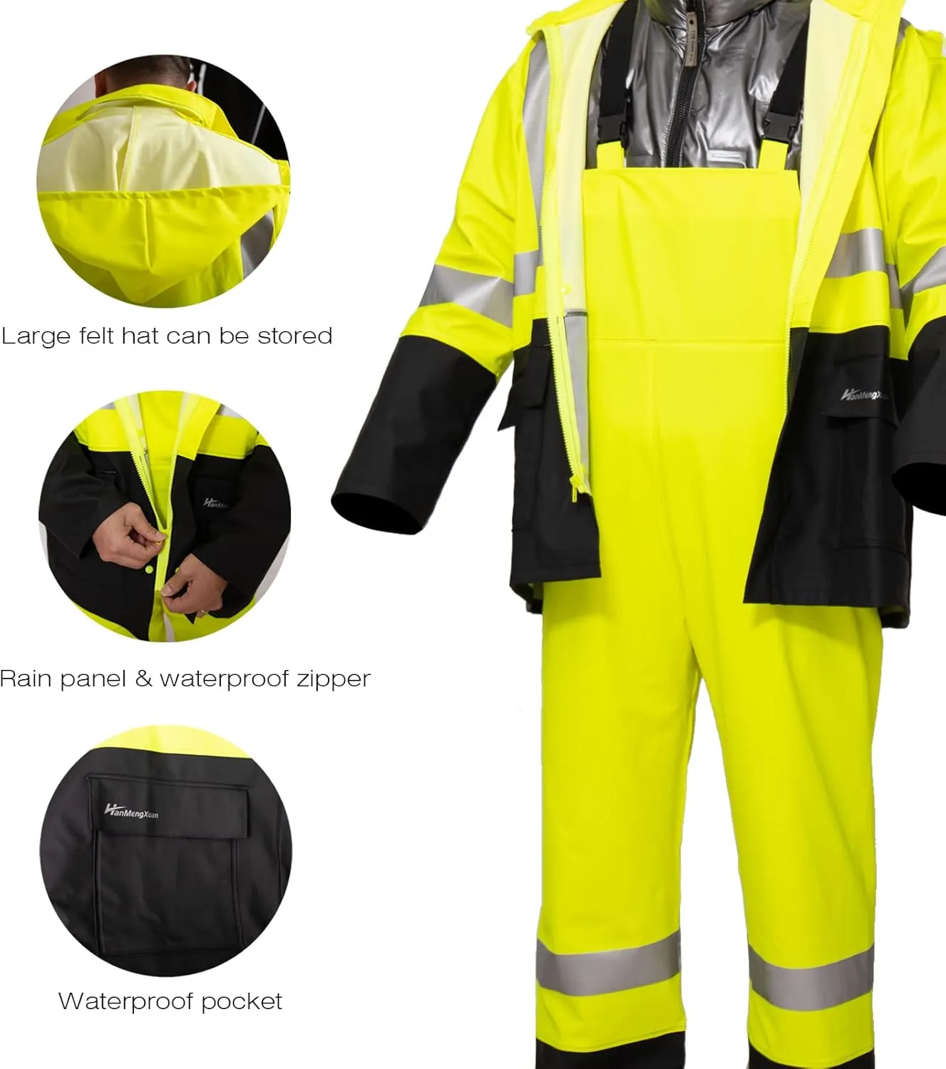 Rain Suits for Men Women Waterproof Heavy Duty Raincoat Fishing Rain Gear Jacket and Pants Hideaway Hood
