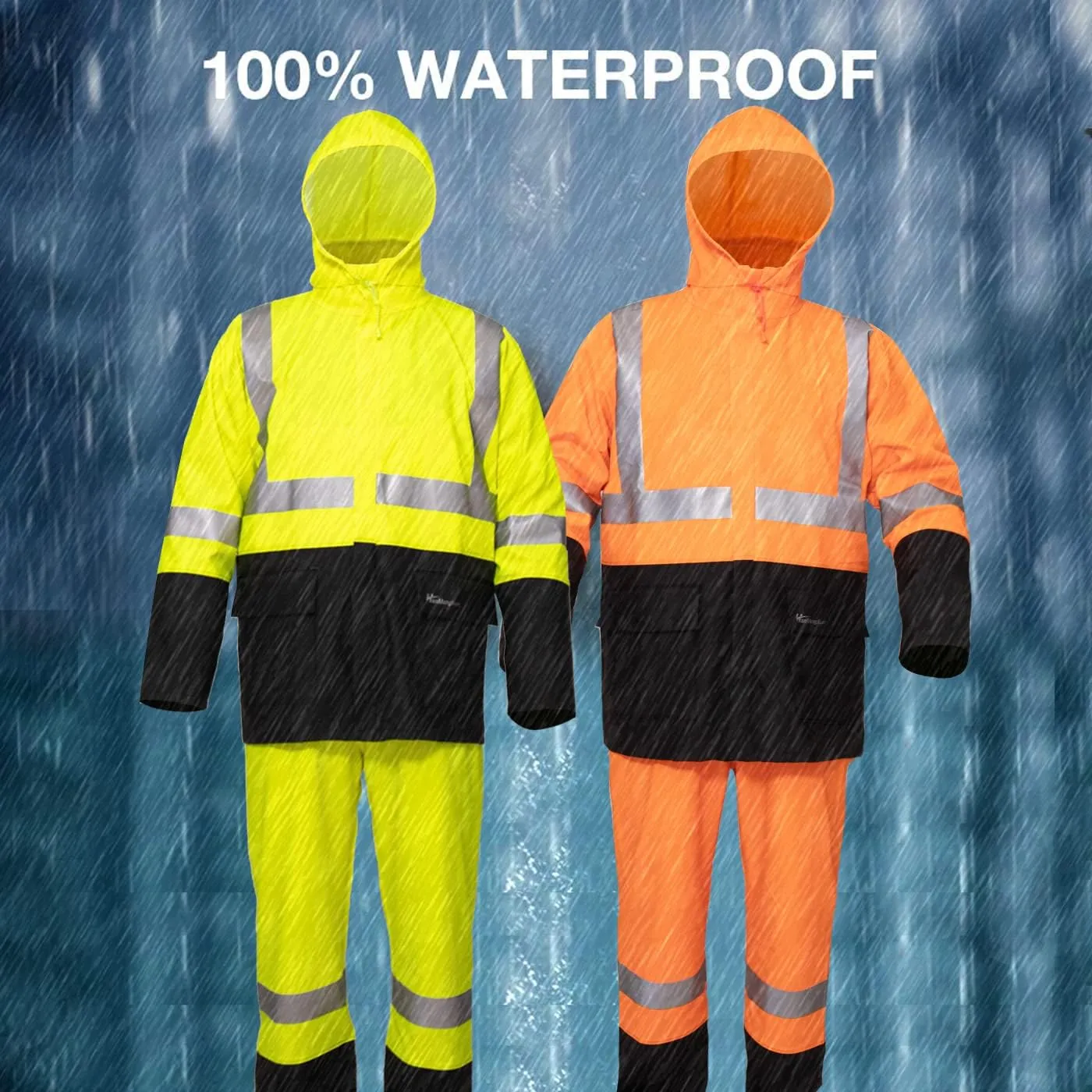 Rain Suits for Men Women Waterproof Heavy Duty Raincoat Fishing Rain Gear Jacket and Pants Hideaway Hood