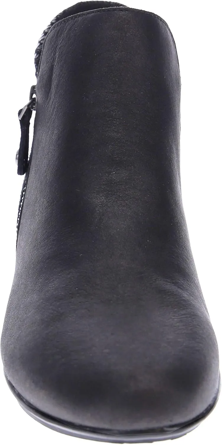 Revere Damascus Leather Bootie – Asymmetrical Zip Detail, Demi-Wedge Outsole, Slip-Resistant, Removable Comfort Footbed, Forefoot Cushion Zone with Arch Support
