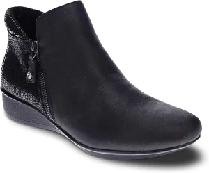 Revere Damascus Leather Bootie – Asymmetrical Zip Detail, Demi-Wedge Outsole, Slip-Resistant, Removable Comfort Footbed, Forefoot Cushion Zone with Arch Support