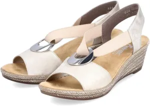 Rieker 624H6 Fanni Women's Wedge Sandals - Lightweight, Comfortable and Supportive - Slip On Sandals with Cushioned Insole and High Wedge for Everyday Stylish Wear Muschel 6-6.5 M US