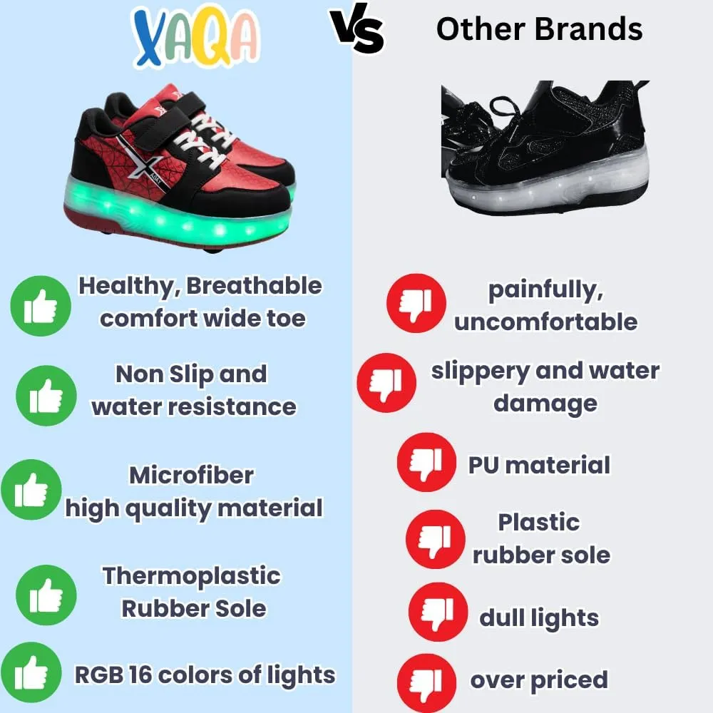 Roller Skate Shoes for Kids - Wheels with USB Charging Led Light Up, Shiny Sneakers for Boys & Girls - Perfect for Christmas & Birthday