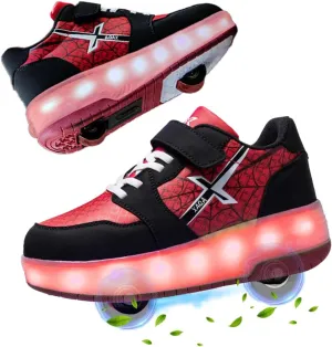 Roller Skate Shoes for Kids - Wheels with USB Charging Led Light Up, Shiny Sneakers for Boys & Girls - Perfect for Christmas & Birthday