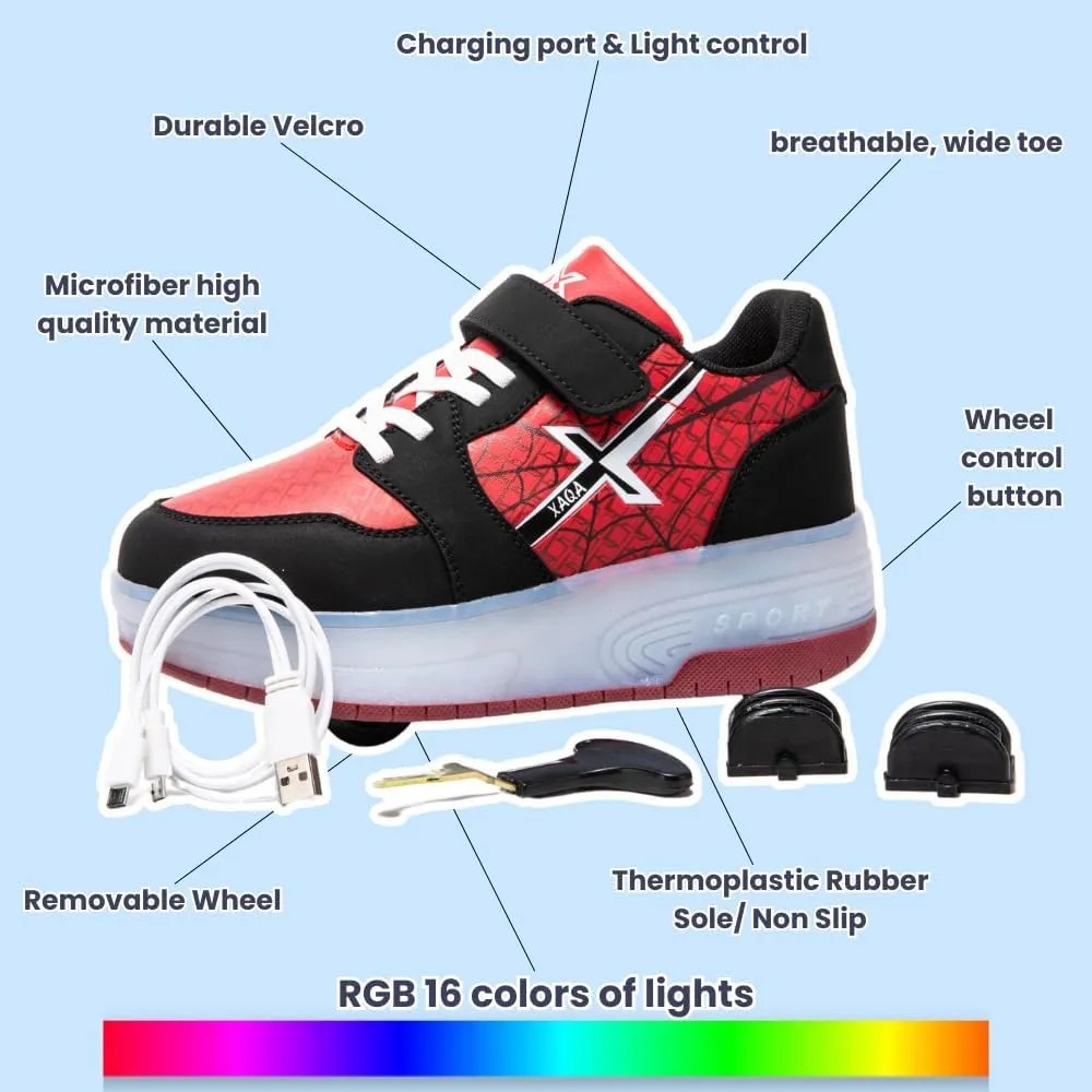 Roller Skate Shoes for Kids - Wheels with USB Charging Led Light Up, Shiny Sneakers for Boys & Girls - Perfect for Christmas & Birthday