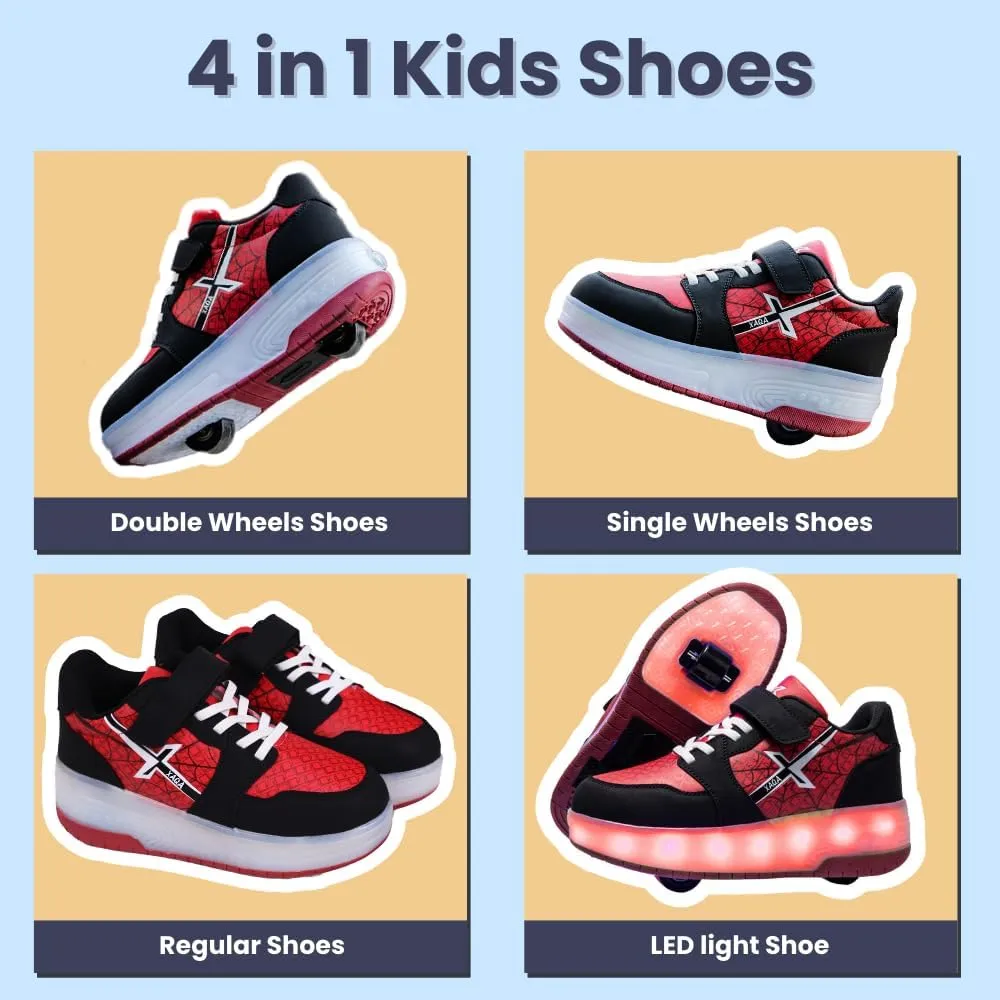 Roller Skate Shoes for Kids - Wheels with USB Charging Led Light Up, Shiny Sneakers for Boys & Girls - Perfect for Christmas & Birthday