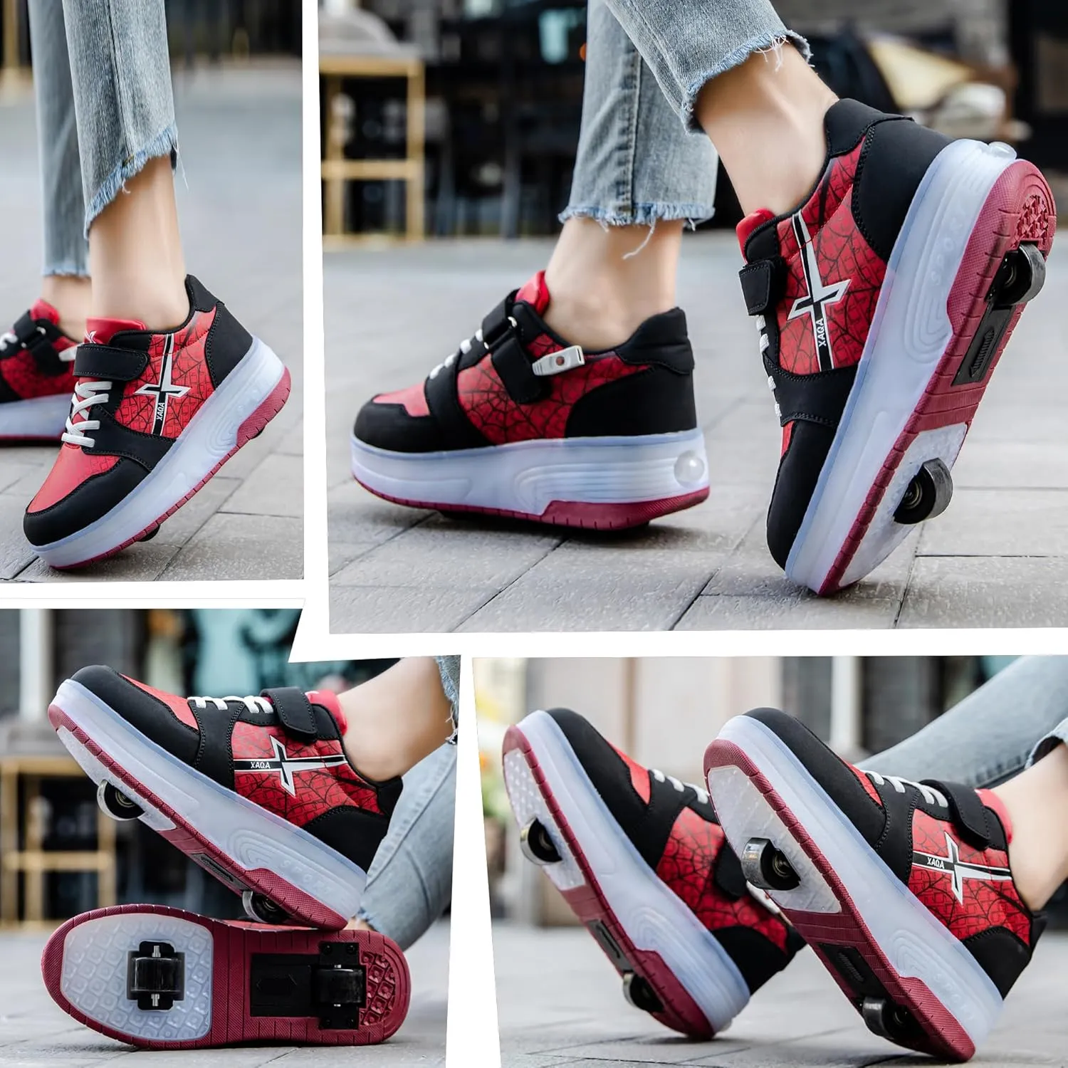 Roller Skate Shoes for Kids - Wheels with USB Charging Led Light Up, Shiny Sneakers for Boys & Girls - Perfect for Christmas & Birthday