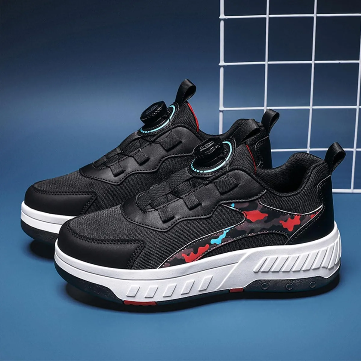 Roller Skate Shoes with 4 Detachable Wheels, Kids Skateboarding Shoe Slip in Raller Sneakers for Girls Boys Birthday Thanksgiving Christmas Day