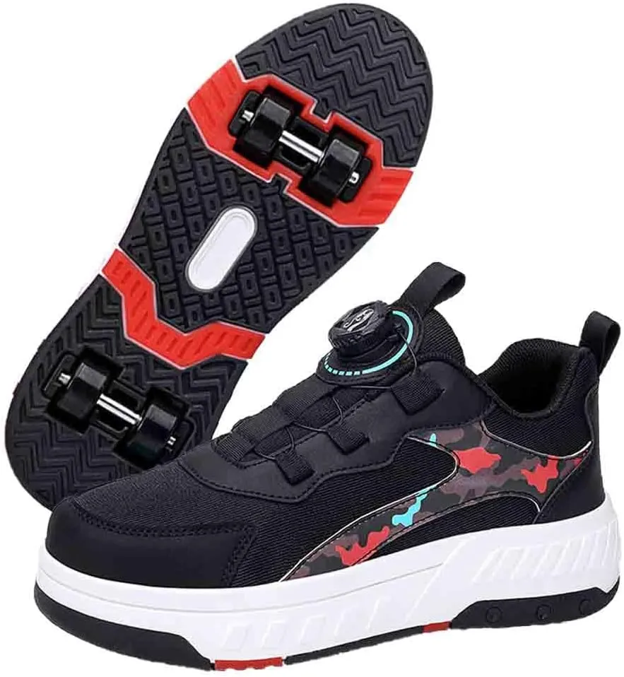 Roller Skate Shoes with 4 Detachable Wheels, Kids Skateboarding Shoe Slip in Raller Sneakers for Girls Boys Birthday Thanksgiving Christmas Day