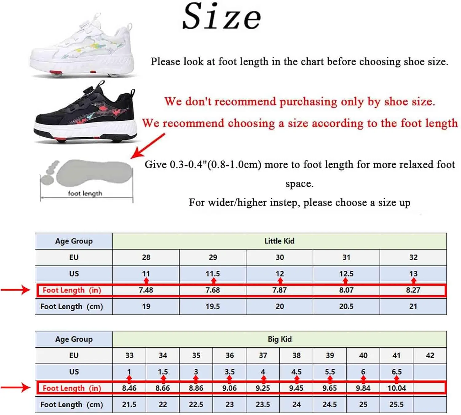 Roller Skate Shoes with 4 Detachable Wheels, Kids Skateboarding Shoe Slip in Raller Sneakers for Girls Boys Birthday Thanksgiving Christmas Day