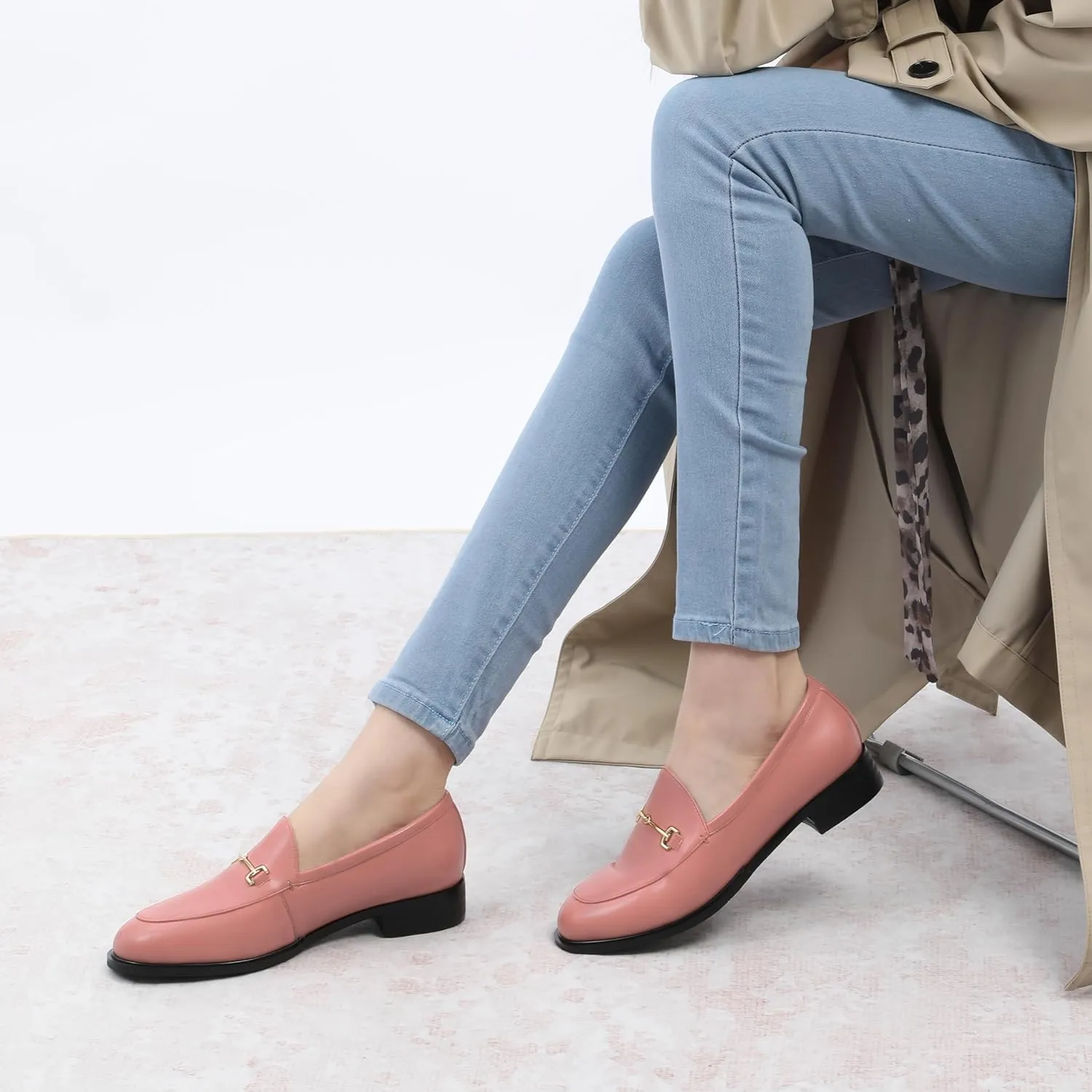 ROSERWISH Loafers for Women Flats Shoes Womens Penny Loafers Slip On Comfortable Office Work Flats Fashion Dress Shoes