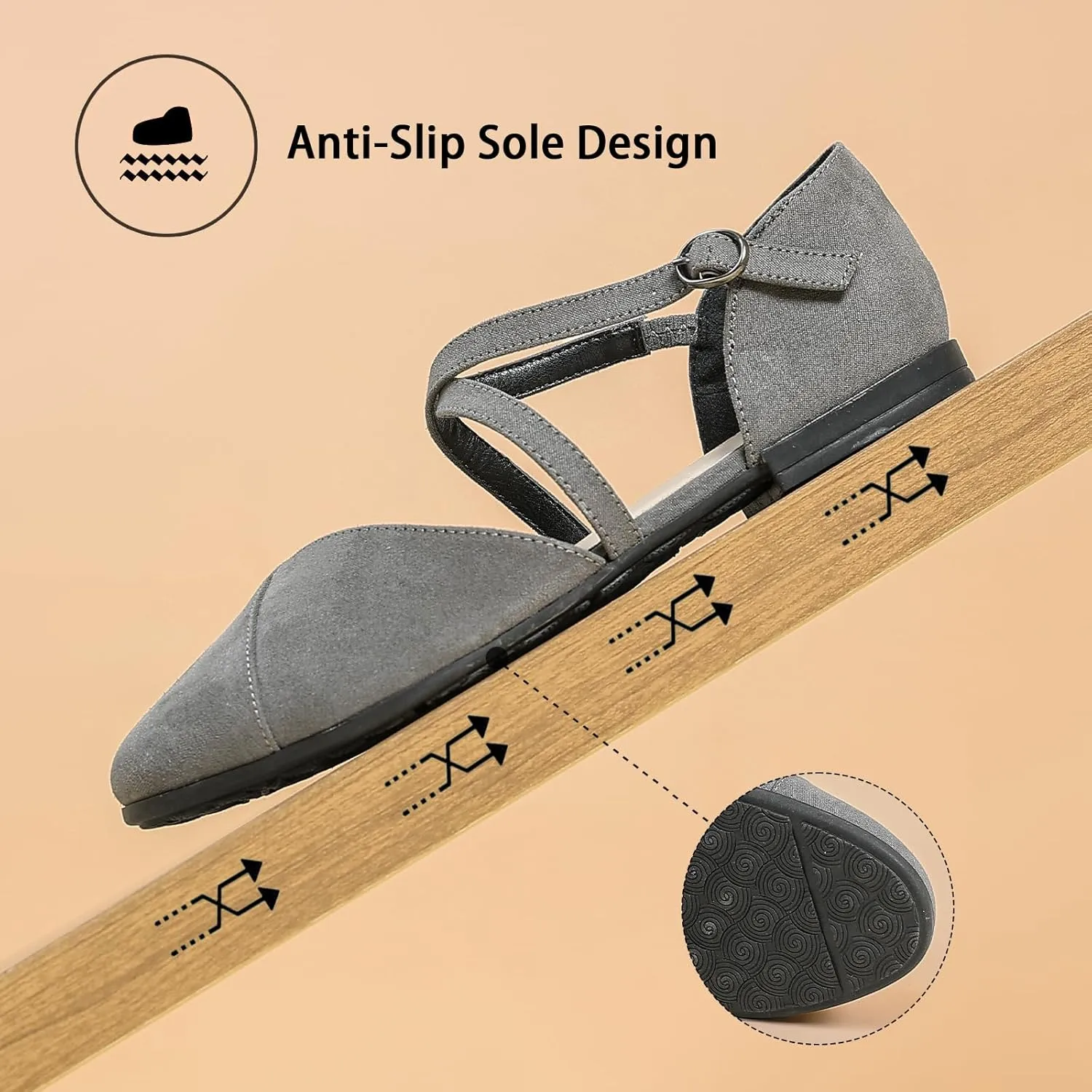 Saidoteto Women's Ankle Strap Flats - Comfortable Round Toe Dress Shoes with Adjustable Buckle, Criss-Cross Design for Work, Wedding, Office & Casual