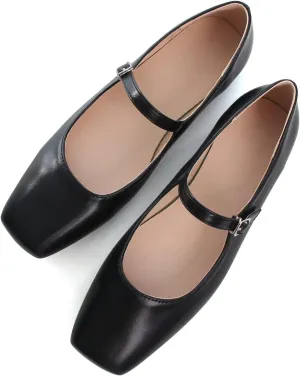SAILING LU Mary Jane for Women Sqaure Toe Ballet Flats Strappy Low-Heels Stylish Comfortable Flat Shoes Cute Dress Wedding Shoes
