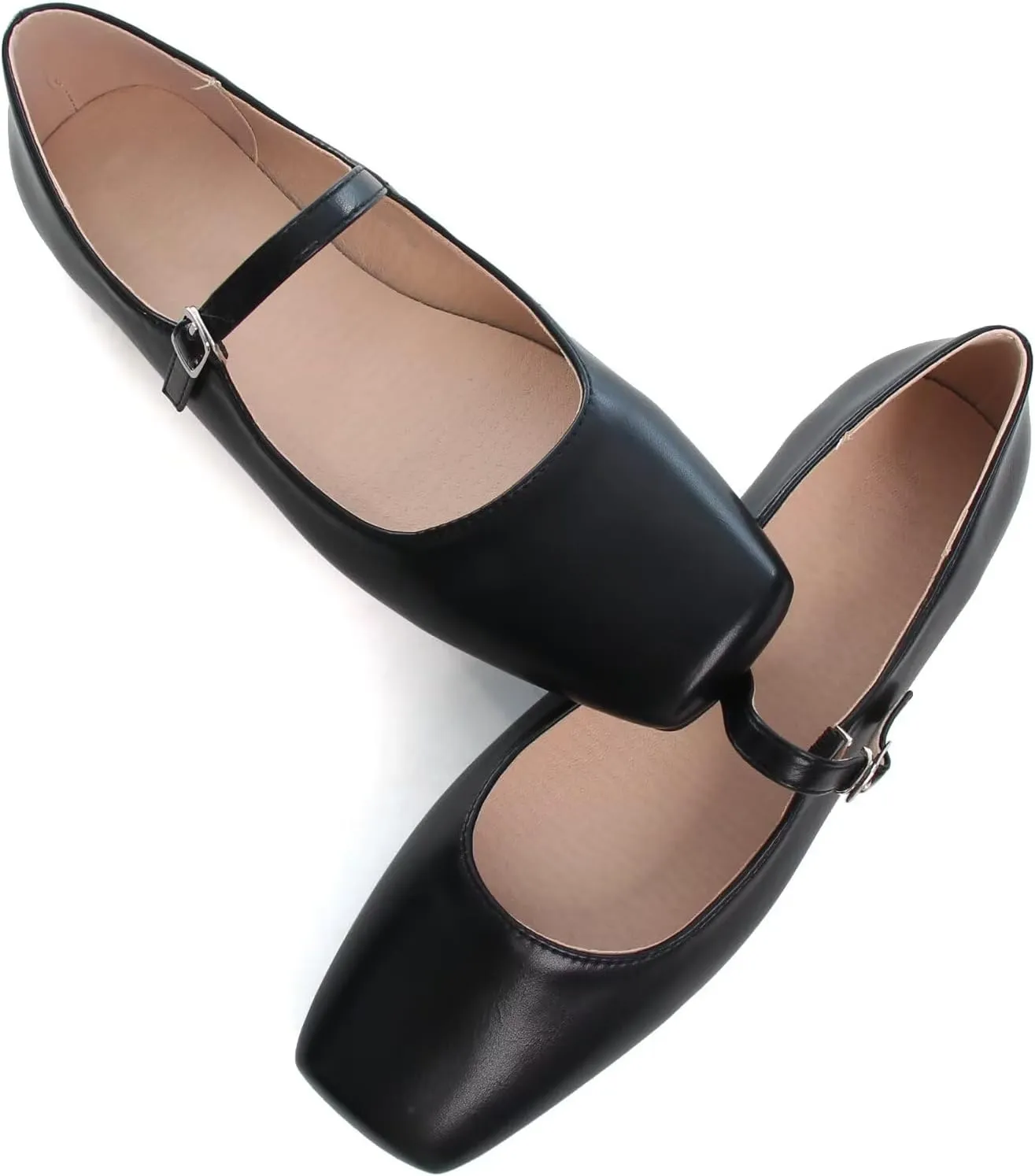 SAILING LU Mary Jane for Women Sqaure Toe Ballet Flats Strappy Low-Heels Stylish Comfortable Flat Shoes Cute Dress Wedding Shoes