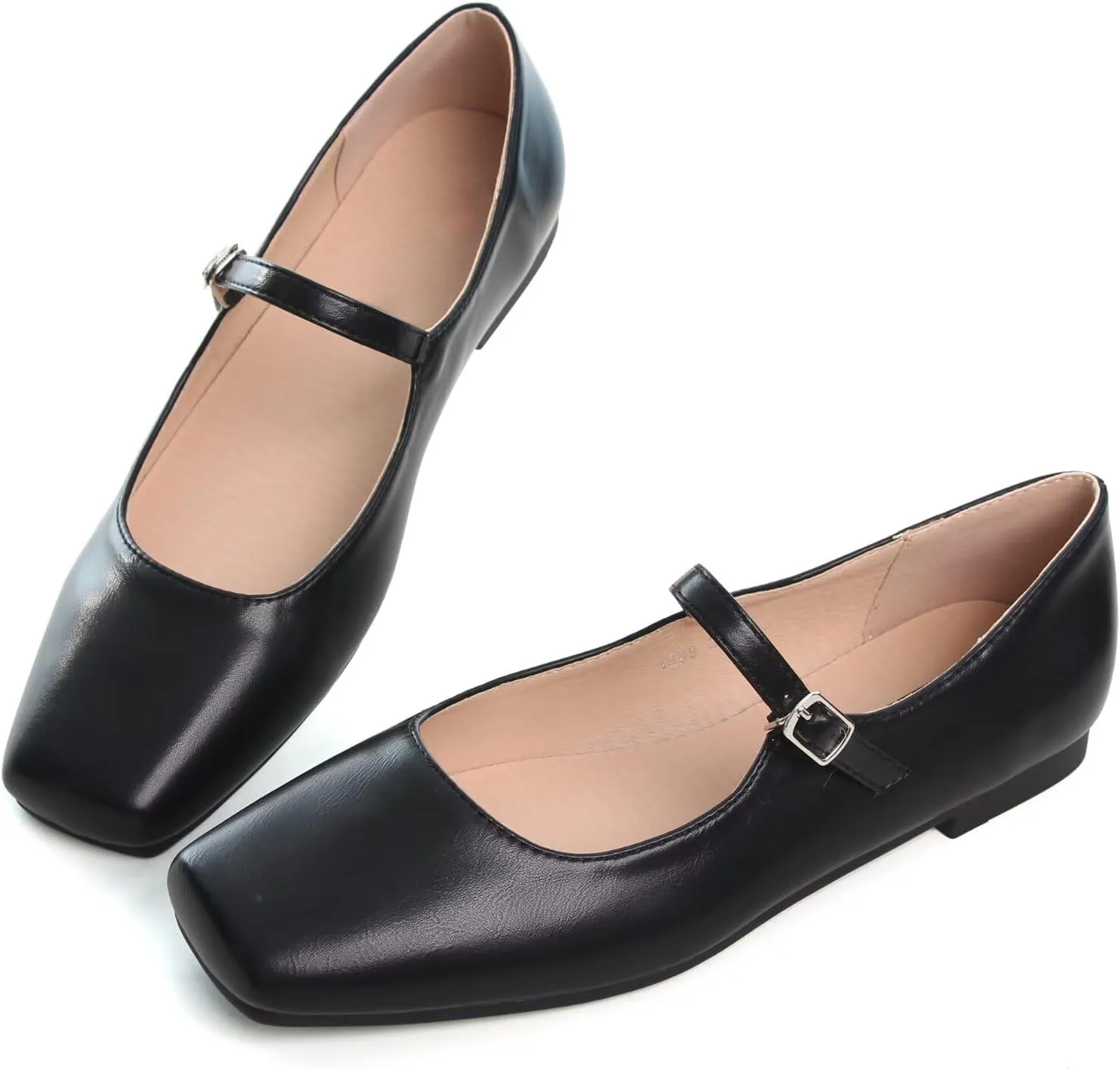 SAILING LU Mary Jane for Women Sqaure Toe Ballet Flats Strappy Low-Heels Stylish Comfortable Flat Shoes Cute Dress Wedding Shoes