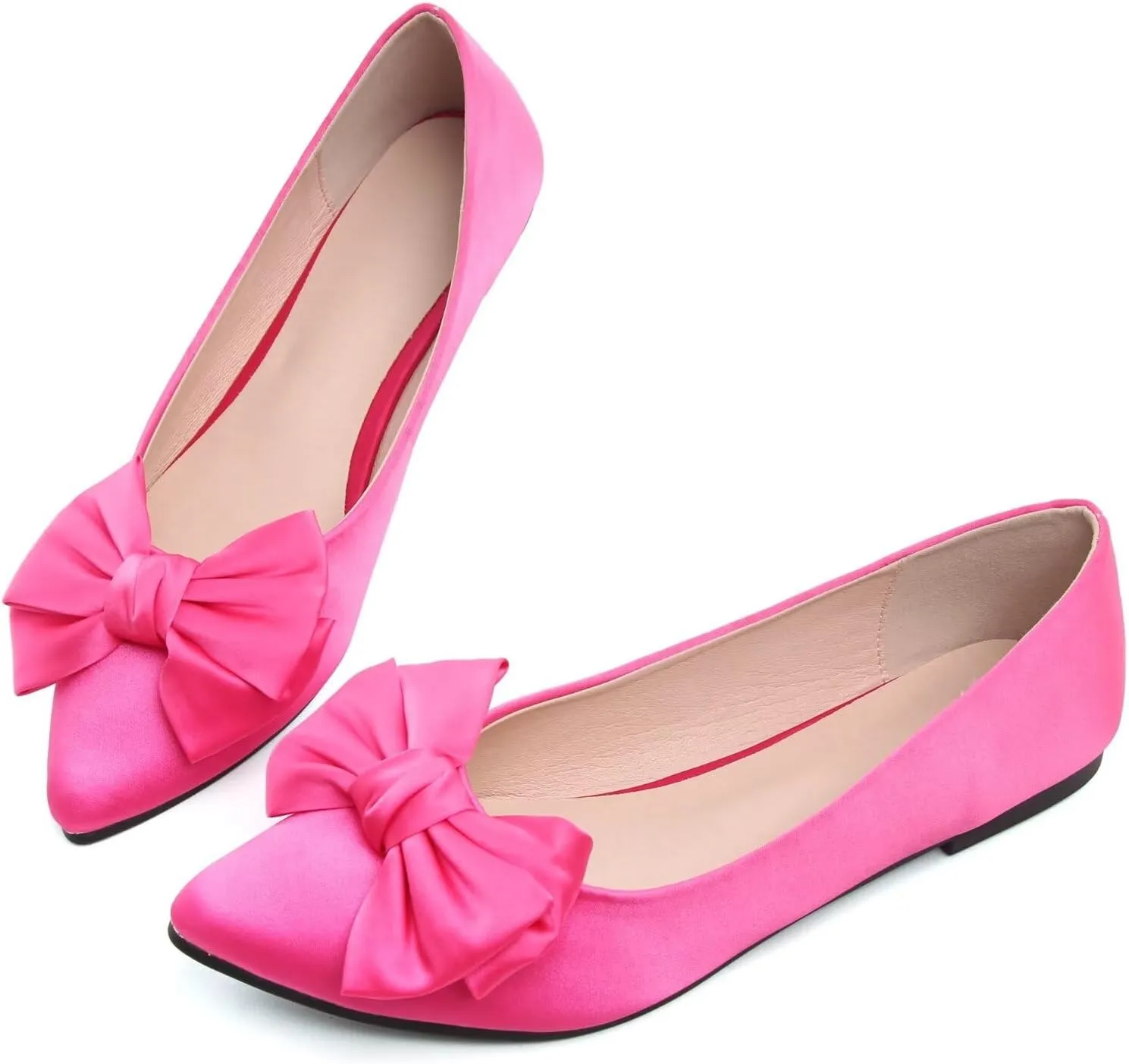 SAILING LU Womens Bowknot Pointed Toe Shoes Comfortable Ballet Flats Slip on Loafers Dressy Flats for Party