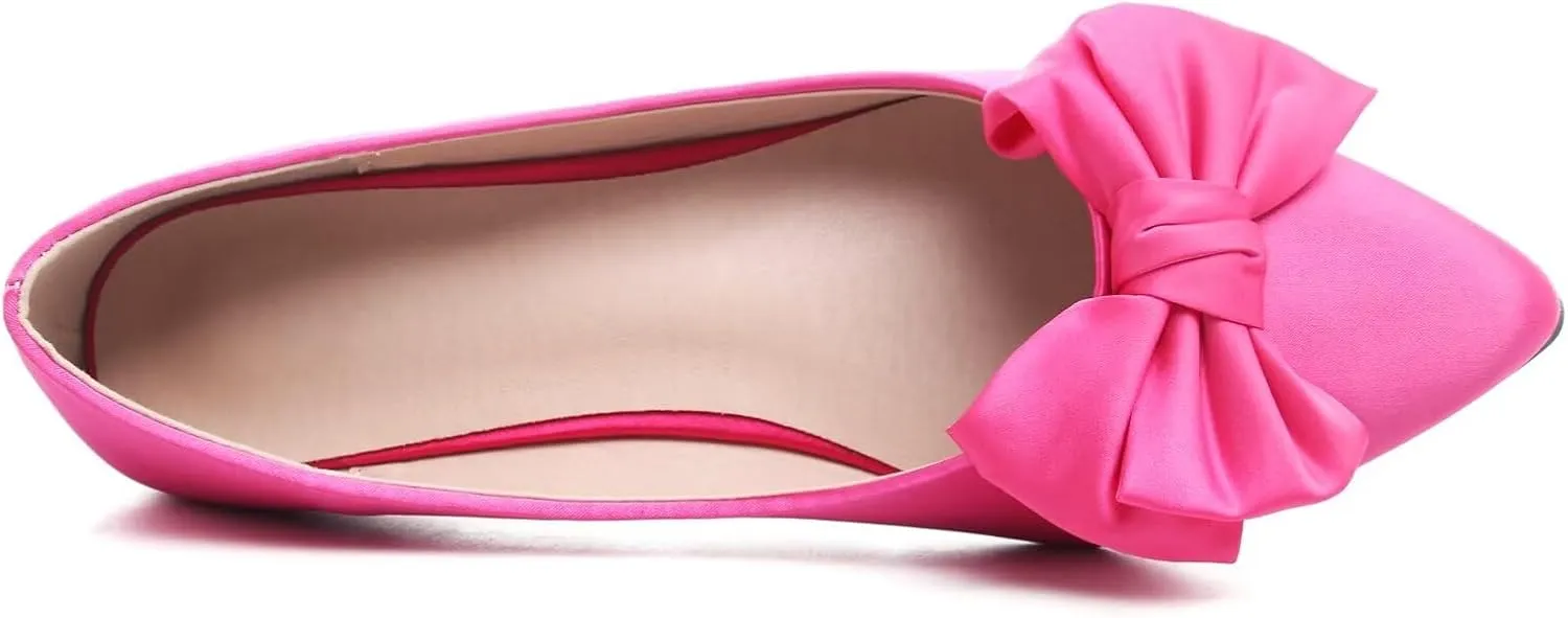 SAILING LU Womens Bowknot Pointed Toe Shoes Comfortable Ballet Flats Slip on Loafers Dressy Flats for Party