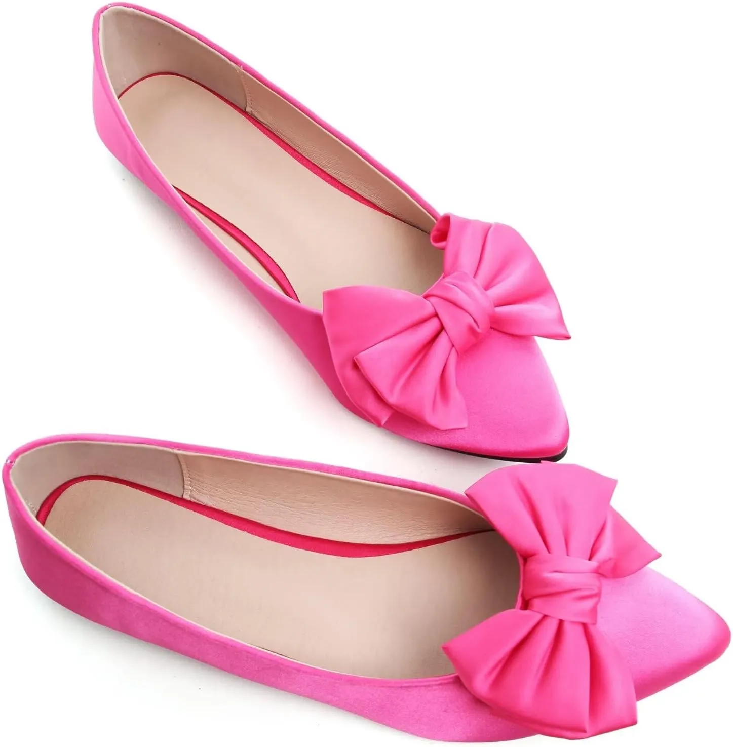 SAILING LU Womens Bowknot Pointed Toe Shoes Comfortable Ballet Flats Slip on Loafers Dressy Flats for Party