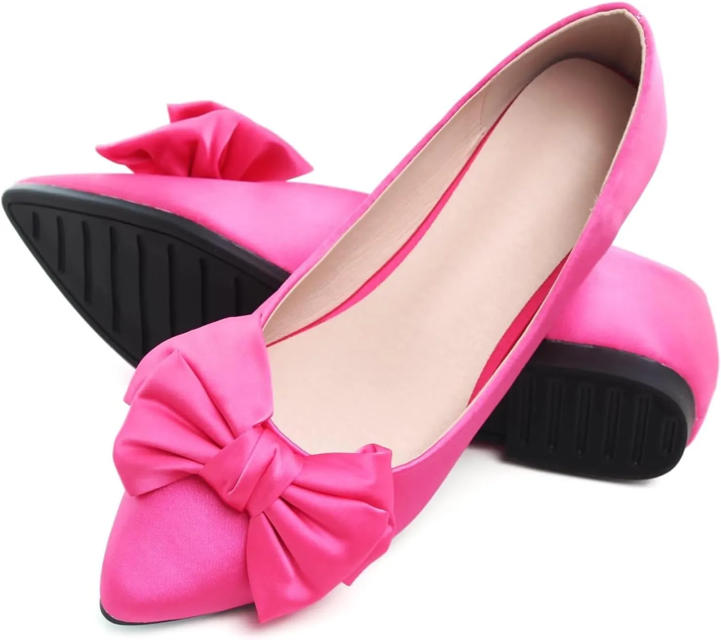SAILING LU Womens Bowknot Pointed Toe Shoes Comfortable Ballet Flats Slip on Loafers Dressy Flats for Party