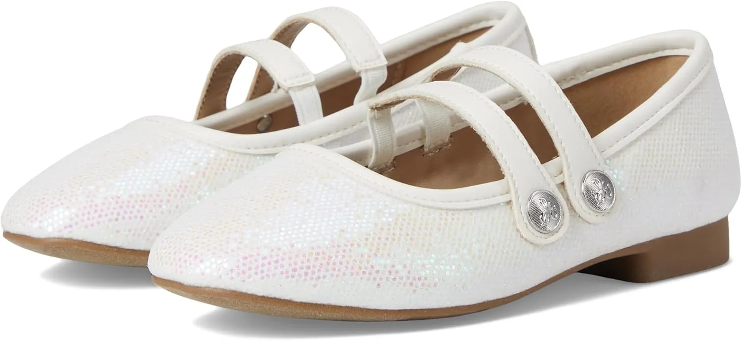 Sam Edelman Girls Maeve Button G (Little Big Kid) Ballet Flat, White, 2