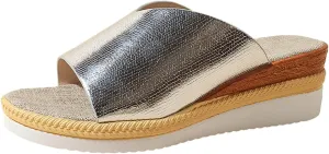 Sandals for Women Wedge Shoes,Fashion Lightweight Arch Support Slippers for Womens Comfy Wedge Orthopedic Sandals Summer Platform Cork Wedges Espadrille Heel Strappy Leather Sandals Dressy Shoes