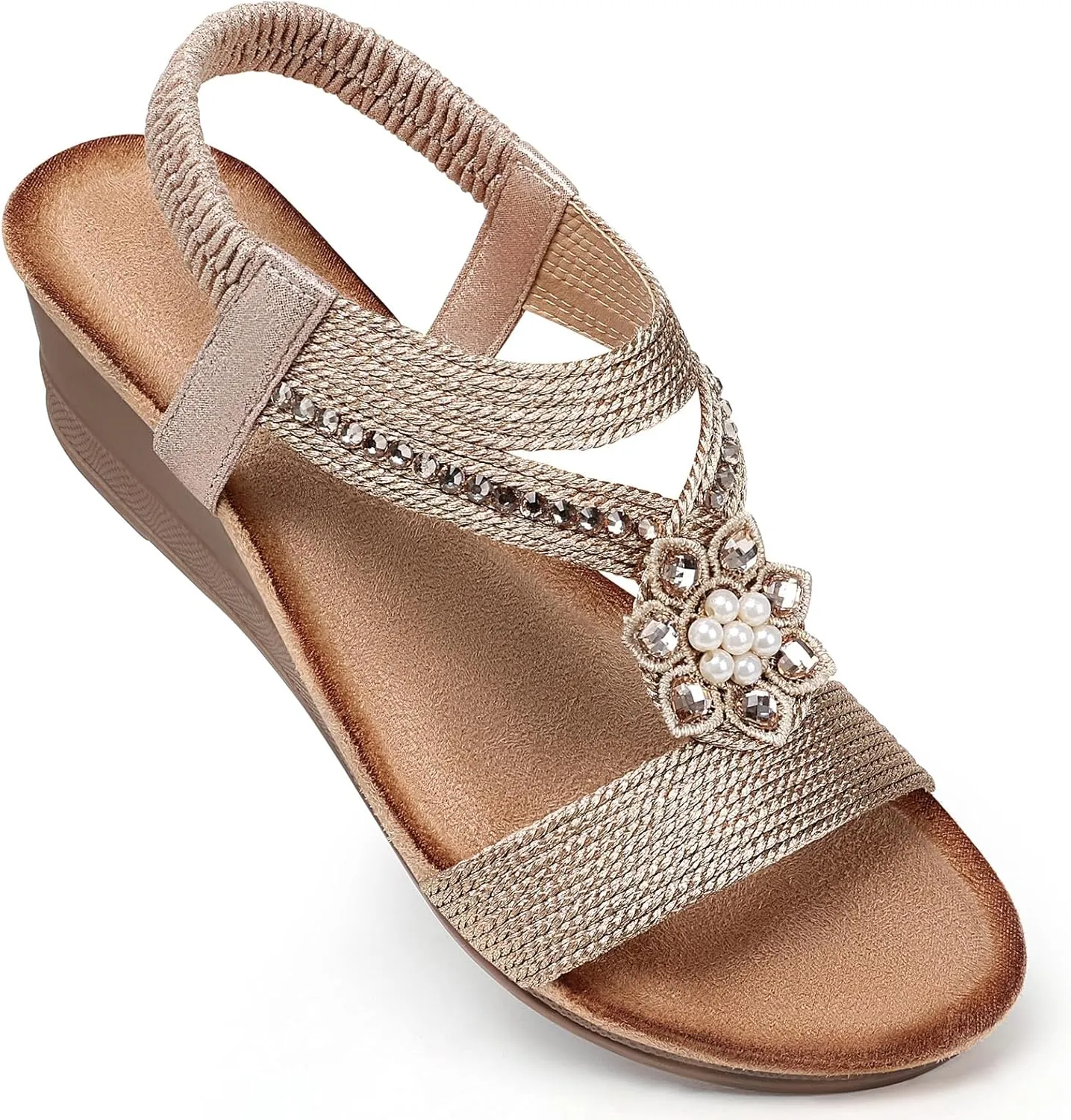 SHIBEVER Wedge Sandals for Women Dressy: Summer Low Wedges Comfortable Open Toe Sandals