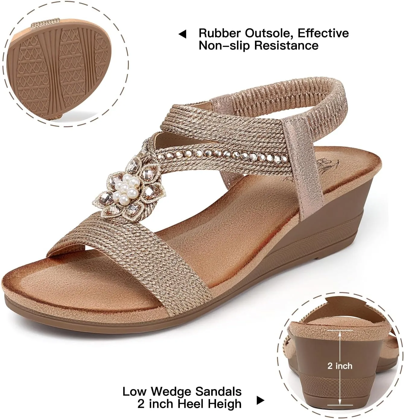 SHIBEVER Wedge Sandals for Women Dressy: Summer Low Wedges Comfortable Open Toe Sandals