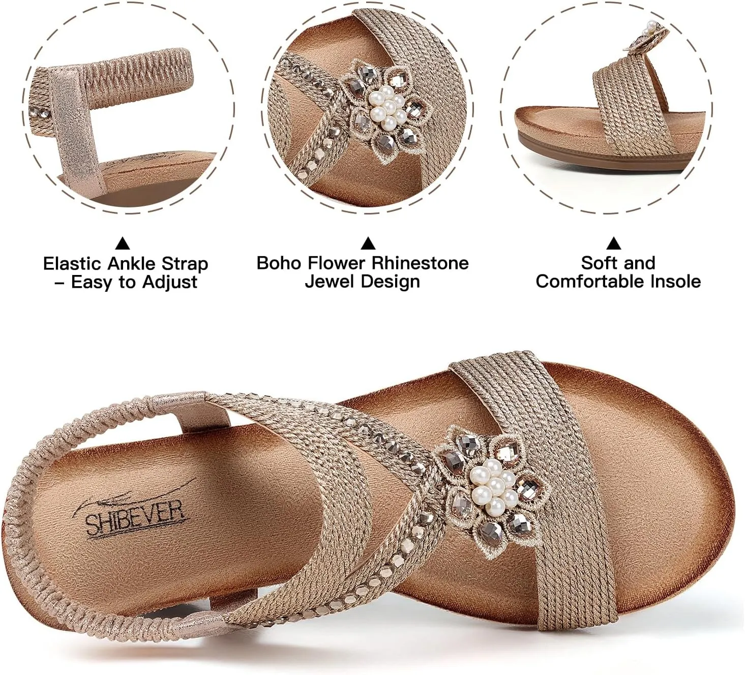SHIBEVER Wedge Sandals for Women Dressy: Summer Low Wedges Comfortable Open Toe Sandals