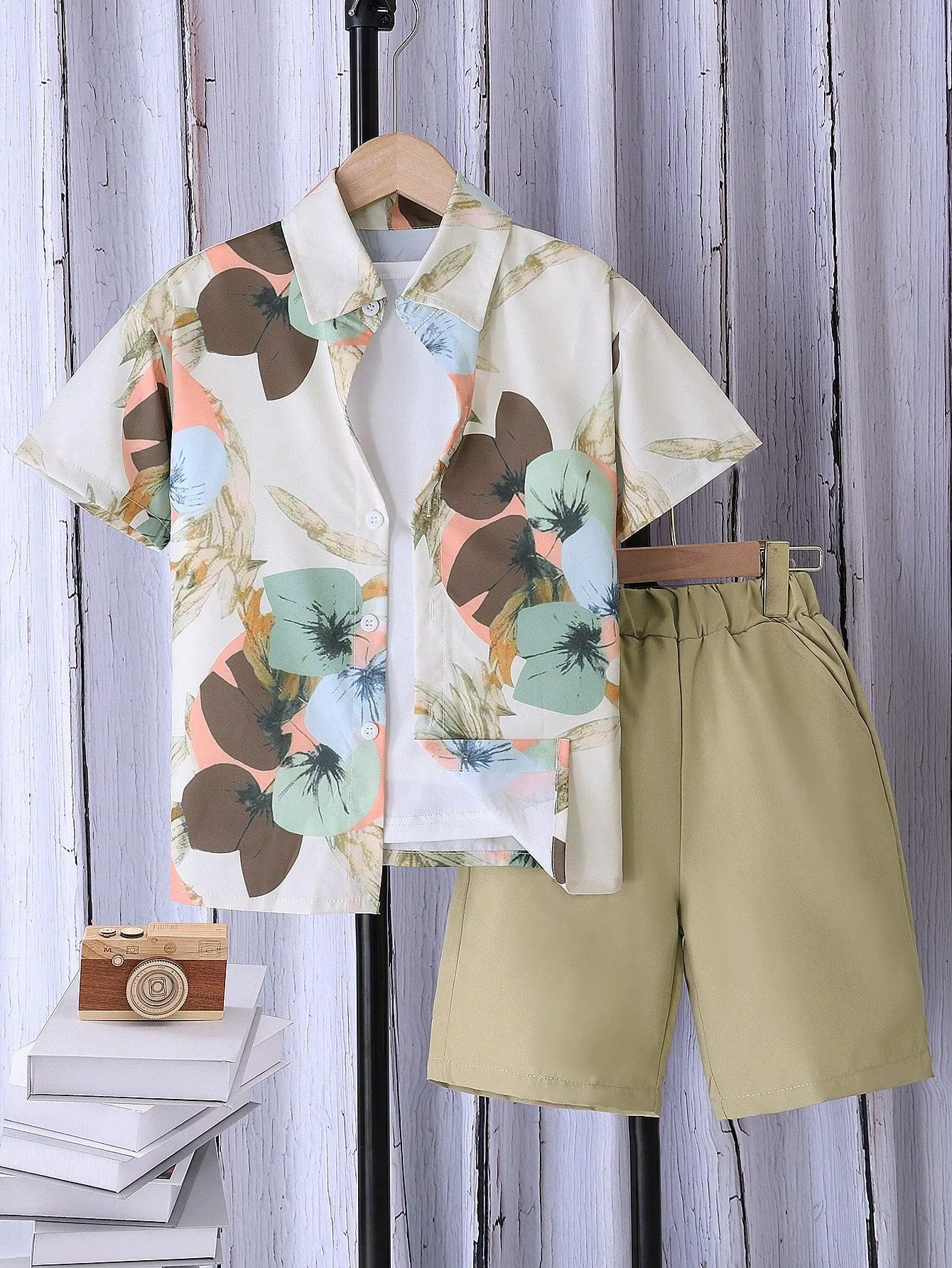 Shirt tropical| Boy Tropical Plant Print Short Sleeve Casual Shirt