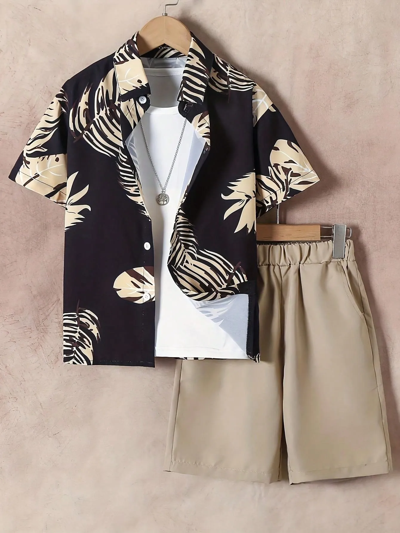 Shirt tropical| Boy Tropical Plant Print Short Sleeve Casual Shirt