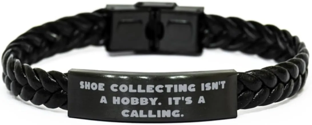 Shoe Collecting Gifts For Friends, Shoe, Cool Shoe Collecting Braided Leather Bracelet, Engraved Bracelet From Friends, Sneakers, High heels, Flats, Wedges, Sandals, Booties, Boots