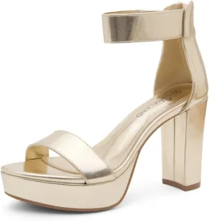 Shoe Land SL-Cutesy Women's Platform Heels Chunky Block High Heeled Sandals Open Toe Ankle Strappy High Heels Black Red Chunky Platform Heels for Prom Wedding Party