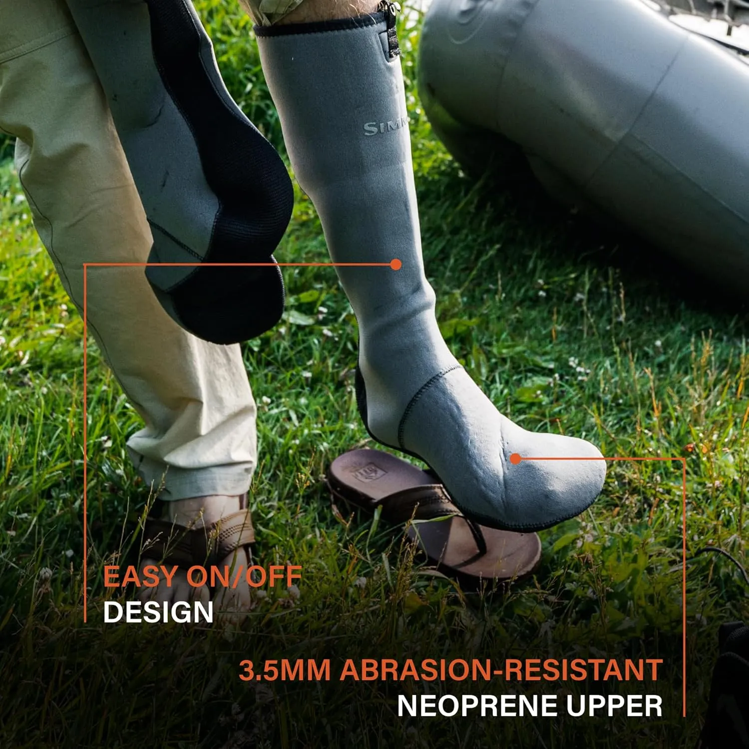 Simms Guide Guard Neoprene Wading Socks for Fly Fishing - Unisex, Abrasion-Resistant, 3.5mm Neoprene, Sizes XS-XL