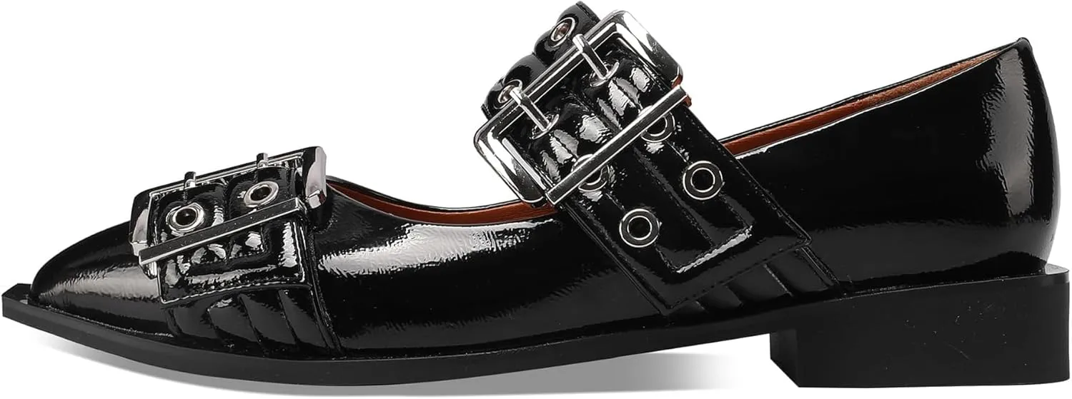 Slingback Flats Cloud Shoes for Women,Ballerinas Buckle Ballet Flats for Women，Pointed Toe Wide Welt Squared Block Heel Dress Shoes