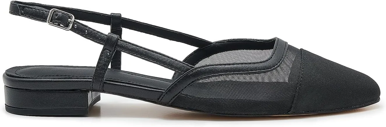 Slingback Flats for Women Cap Toe Two Tone Flat Pumps Work Office Shoes