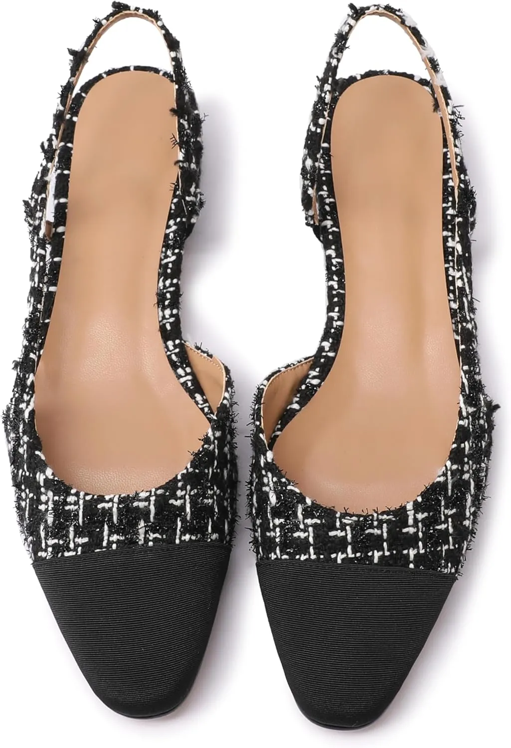 Slingback Flats for Women Sling Back Shoes Closed Toe Two Tone Low Heel Pumps Dressy Work Office Dress Shoes
