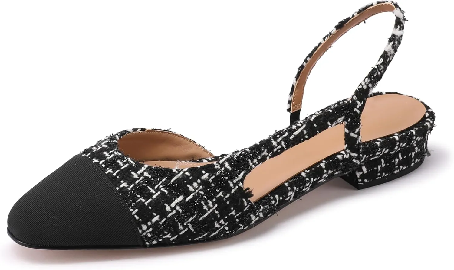 Slingback Flats for Women Sling Back Shoes Closed Toe Two Tone Low Heel Pumps Dressy Work Office Dress Shoes