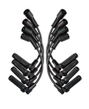 Spark Plug Wire Set - Ultra - Spiral Core - 7 mm - Black - 90 Degree Plug Boots - Factory Style Boots - 11.00 in Long - GM LS-Series - Kit