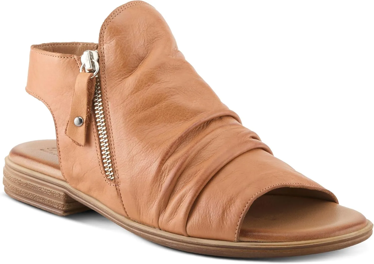 Spring Step Jalaya Women's Leather Sandals with Dual Zippers & Cushioned Sole