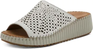 Spring Step Women's RHYDIAN Slip-On Leather Wedge Sandals – Perforated Flower Design, Cushioned Footbed, Made in Turkey