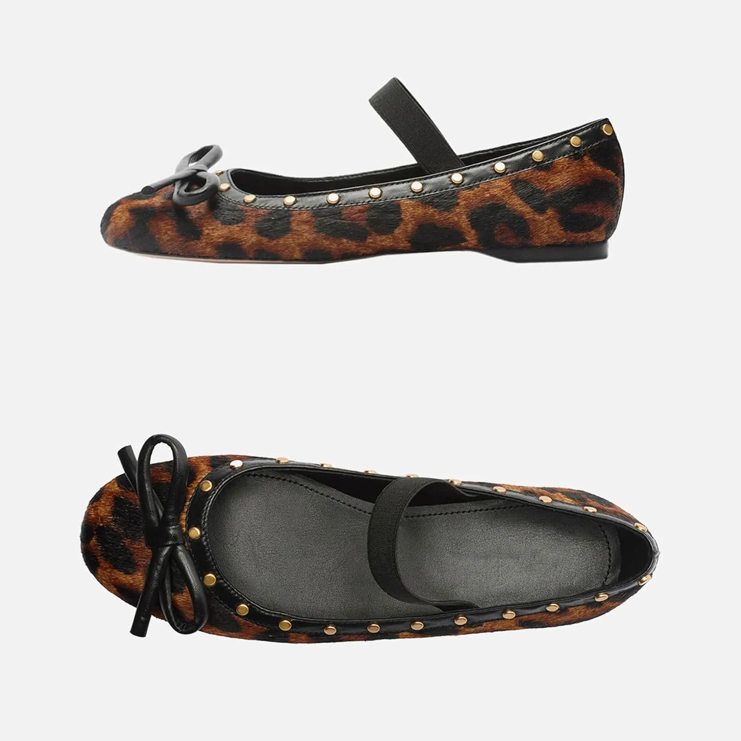 Studded Flats for Women Elegant Bow Adorned Mary Jane Shoes with Round Toe and Strap Stylish Footwear Perfect for Dating and Parties