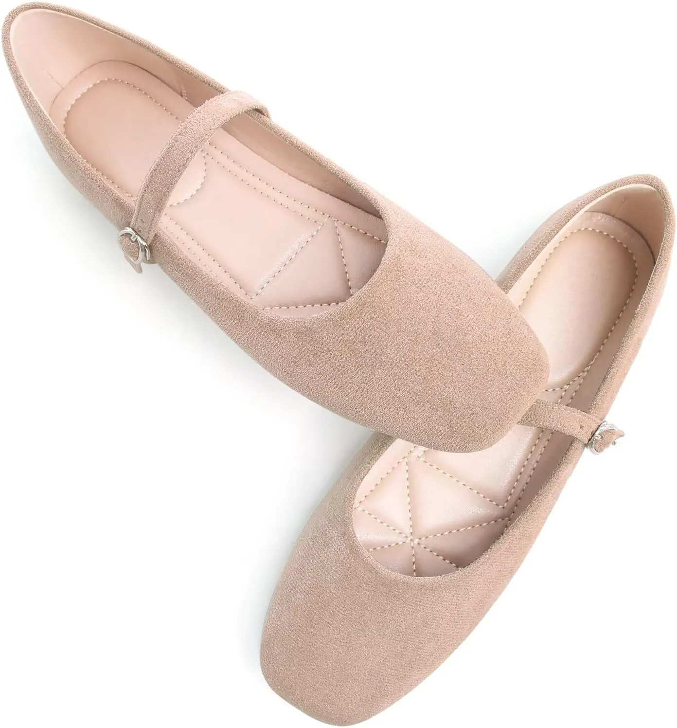 Stunner Mary Jane Square Toe Black Ballet Flats for Women - Comfortable Ankle Strap Casual Slip On Flats