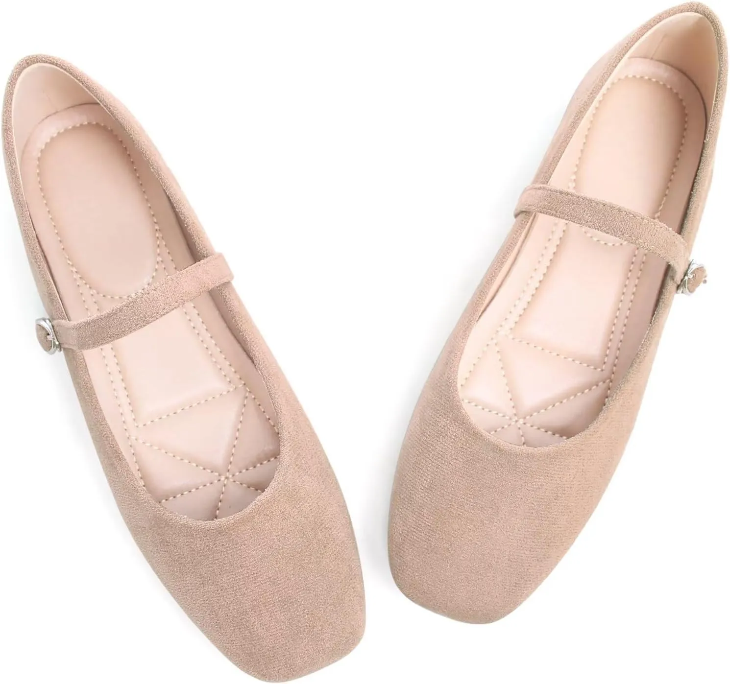 Stunner Mary Jane Square Toe Black Ballet Flats for Women - Comfortable Ankle Strap Casual Slip On Flats