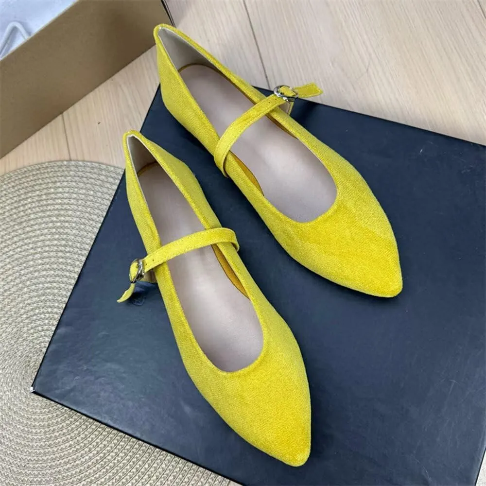 Stunner Women's Mary Jane Flats Fashion Pointed Toe Ballet Flats Comfort Buckle Strap Walk Flats