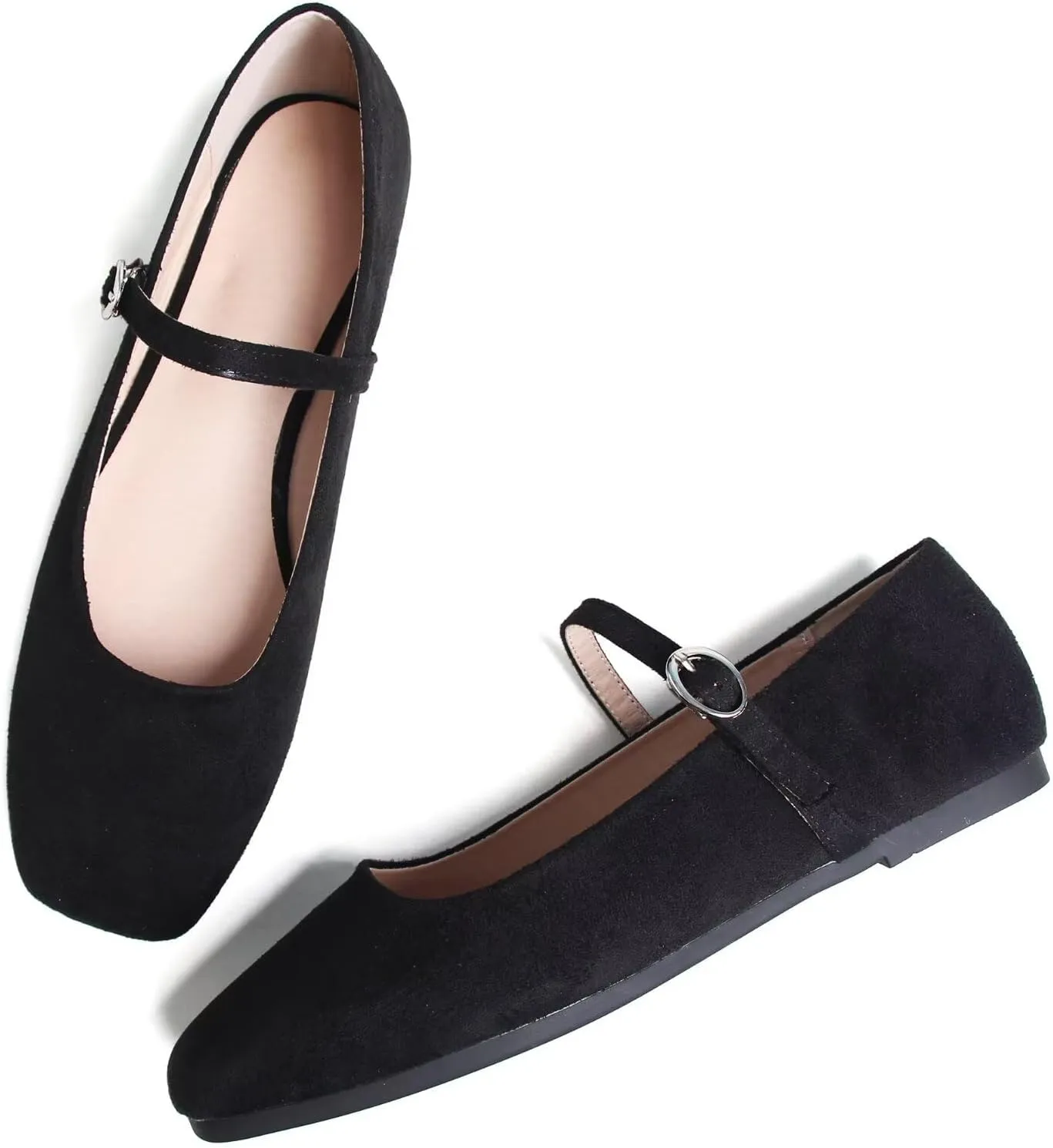 Stunner Womens Mary Jane Flats Round Toe Ballet Flats Stylish Leather Flats One Line Strap Slip On Flat Shoes