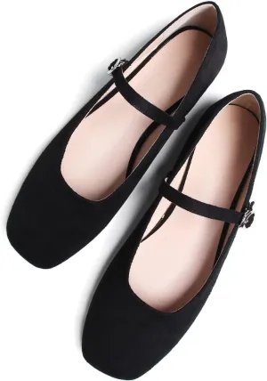 Stunner Womens Mary Jane Flats Round Toe Ballet Flats Stylish Leather Flats One Line Strap Slip On Flat Shoes